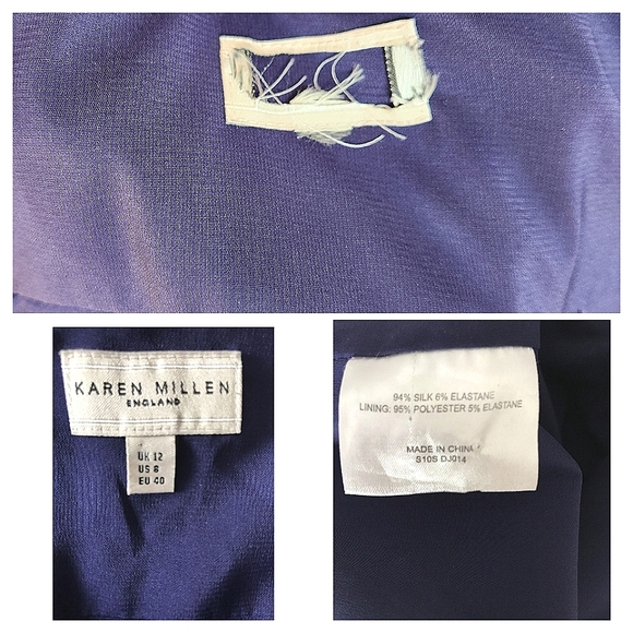 Karen Millen Asemetrical 1 Shoulder Purple Dress W/Bow+Sequin Details Silk US8 - Picture 4 of 11